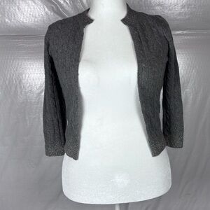 J.Crew Grey Size S Cable-Knit Angora Rabbit Hair/Merino Wool/Cashmere Cardigan